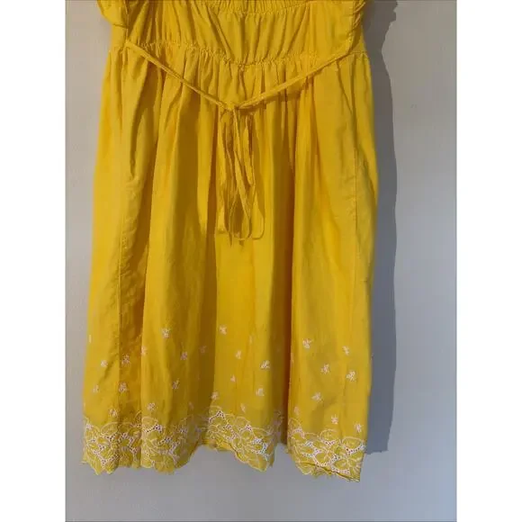 Candies Yellow Y2K Ruffle‎ Embroidery Eyelet Trim Sundress Sleeveless Dress 3 - Picture 9 of 10